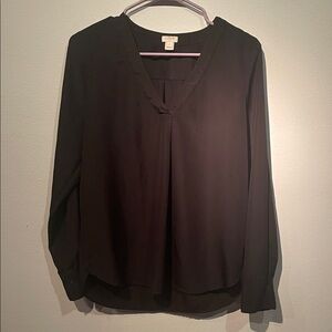 J. Crew Women’s Medium Black V-Neck Classic Drapey Popover Blouse 2016 Fall